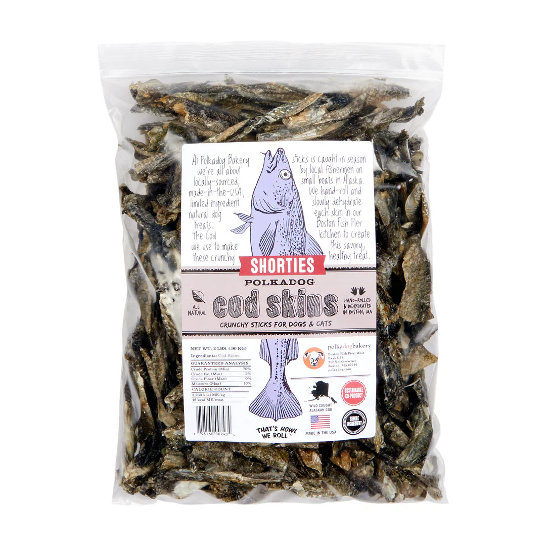Polkadog Cod Skin Jerky Shorties (2oz) - HT Animal Supply
