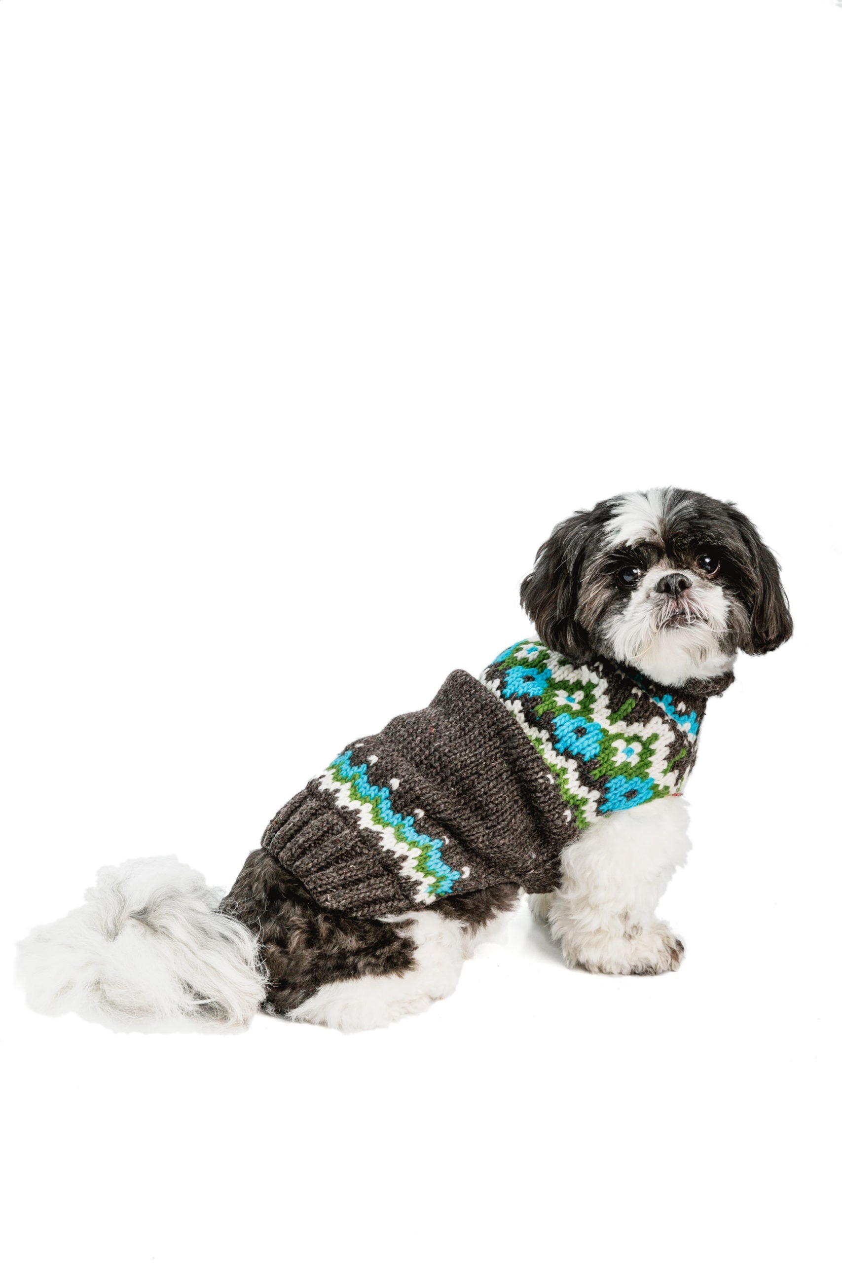 Charcoal Fairisle Wool Dog Sweater