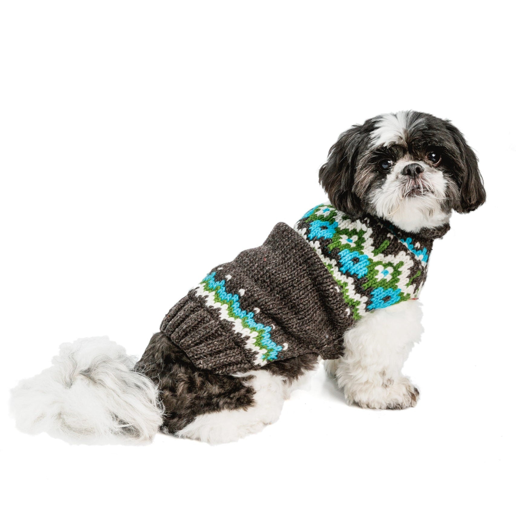 Chilly Dog Charcoal Fair Isle Wool Dog Sweater