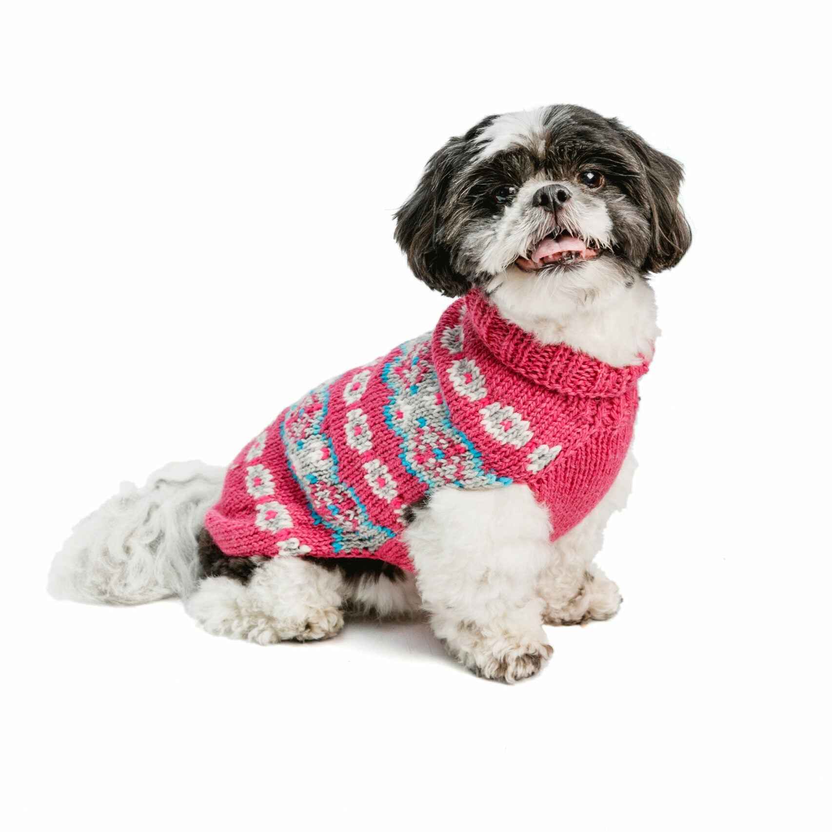 Chilly Dog Rose Fair Isle Alpaca Wool Dog Sweater