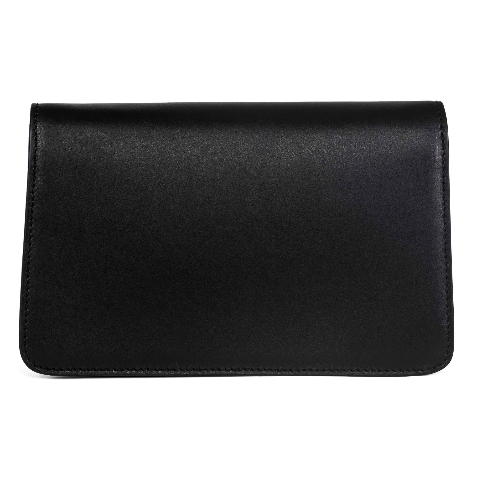 Allysa Payne Black Leather Clutch With Custom Swarovski Stone