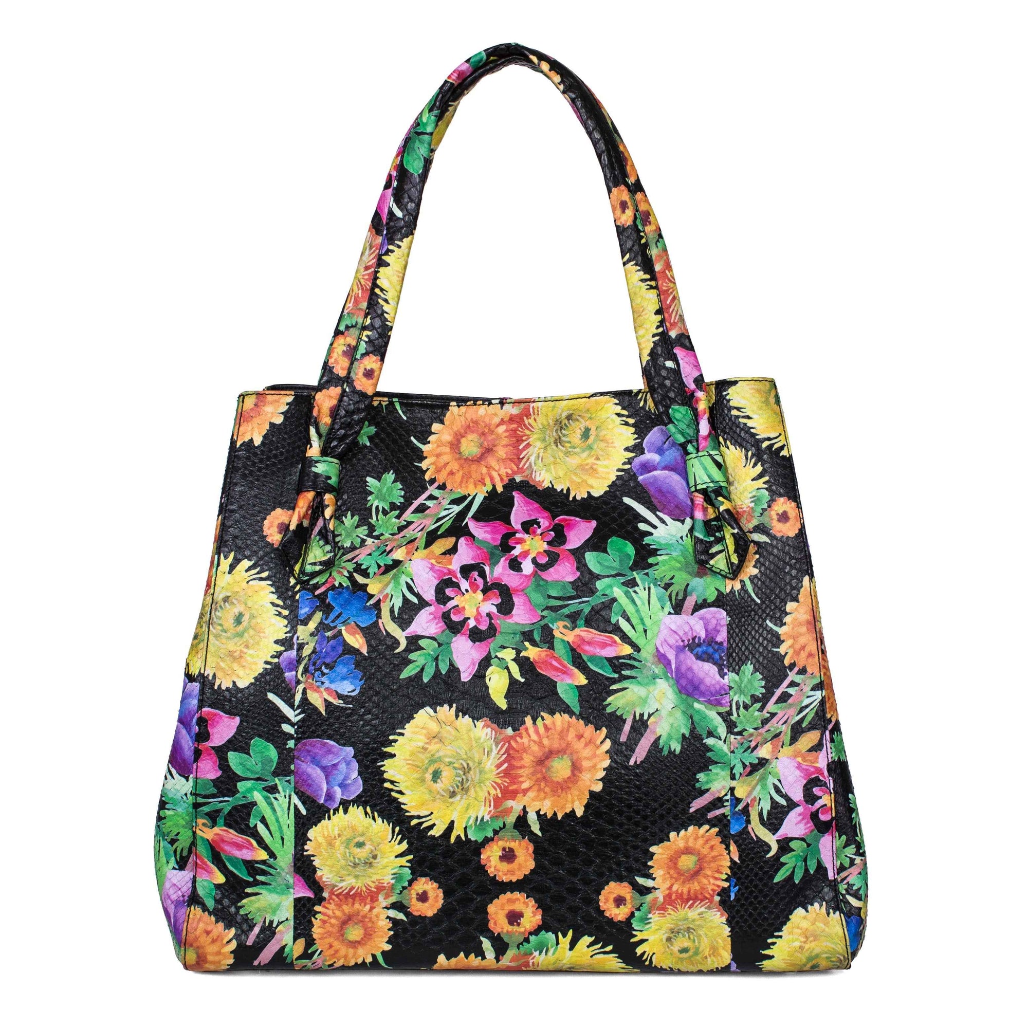 Allysa Payne Large Floral Python Bag with Gold Snake Accessories