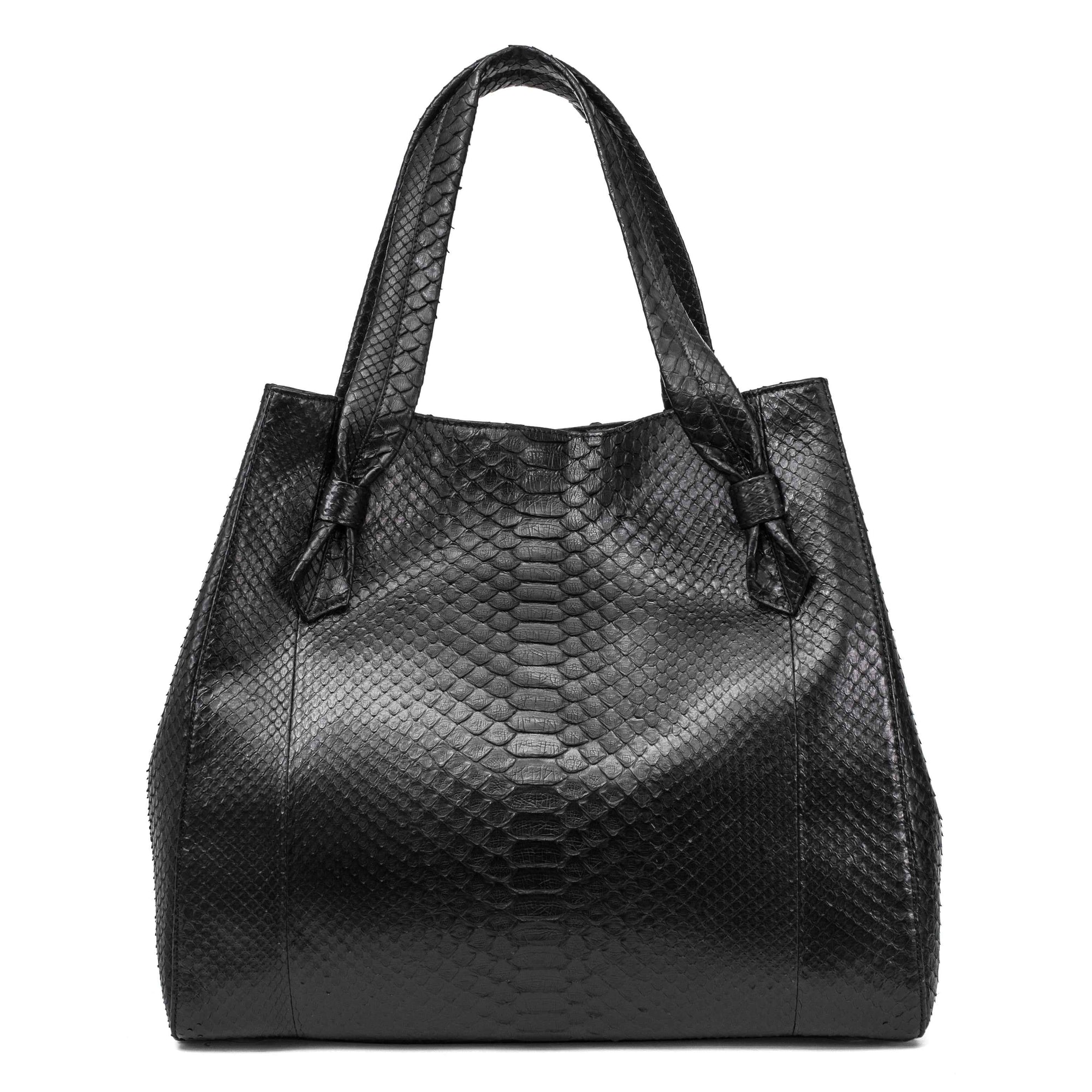 Allysa Payne Large Black Python Shopper Bag