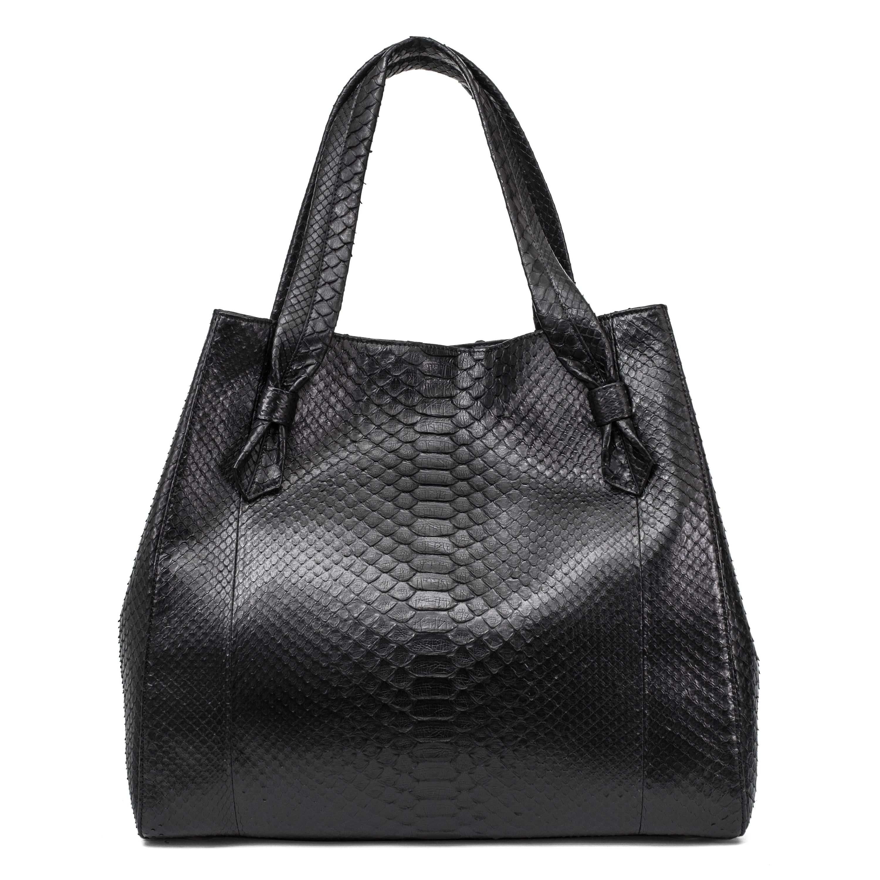 Allysa Payne Large Black Python Shopper Bag