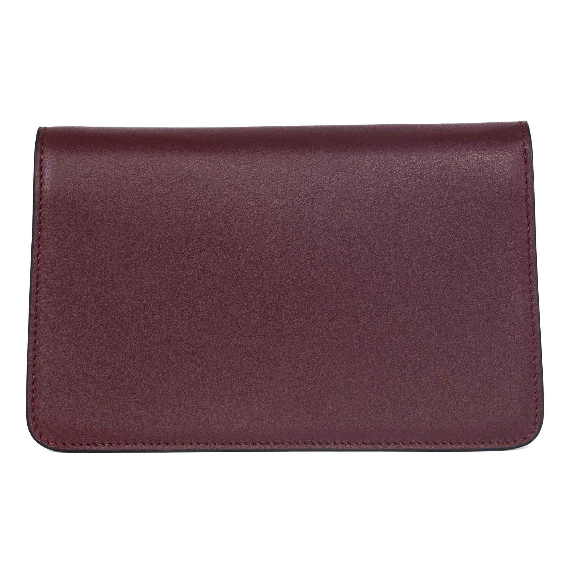 Allysa Payne Bordeaux Leather Clutch With Custom Swarovski Stone