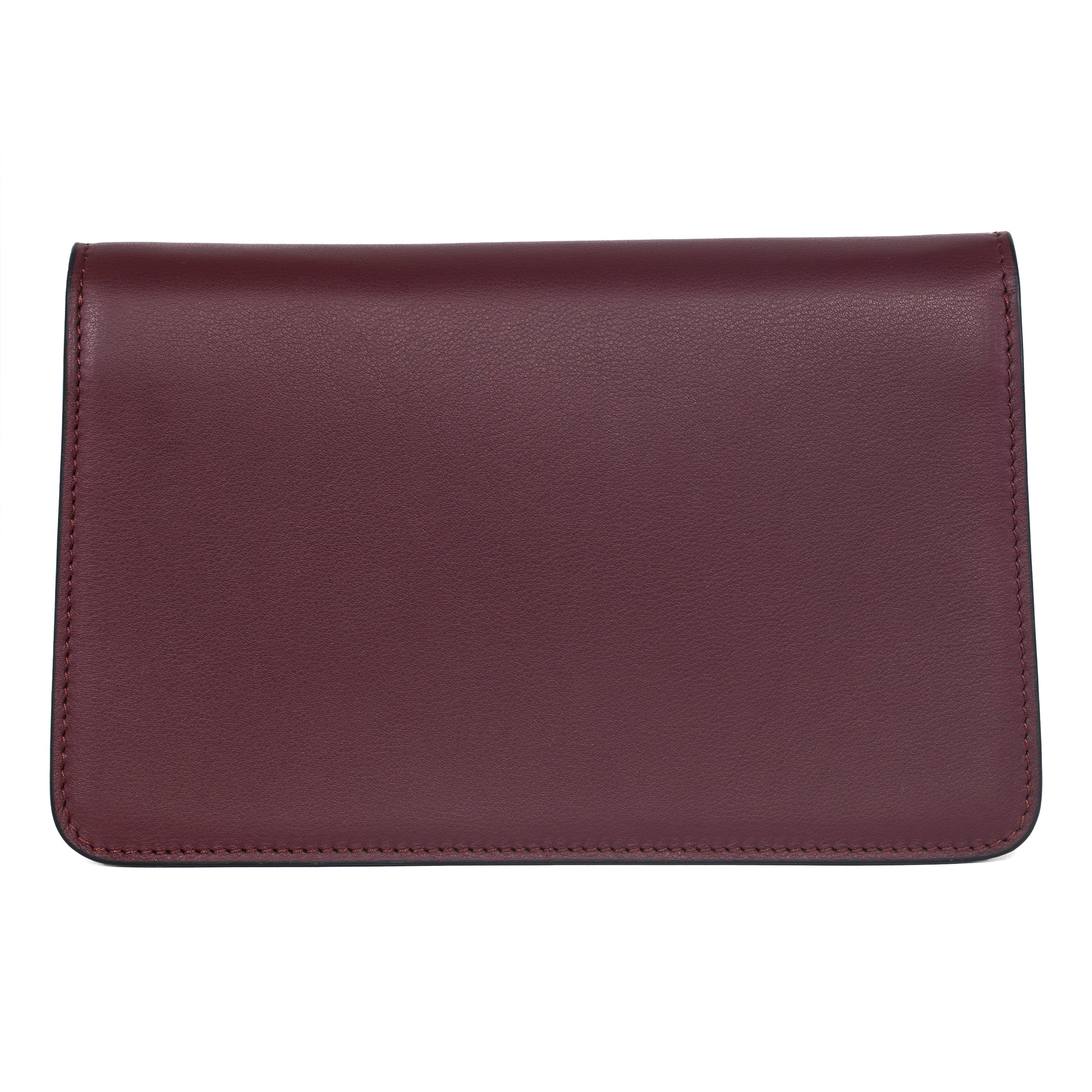 Allysa Payne Bordeaux Leather Clutch With Custom Swarovski Stone