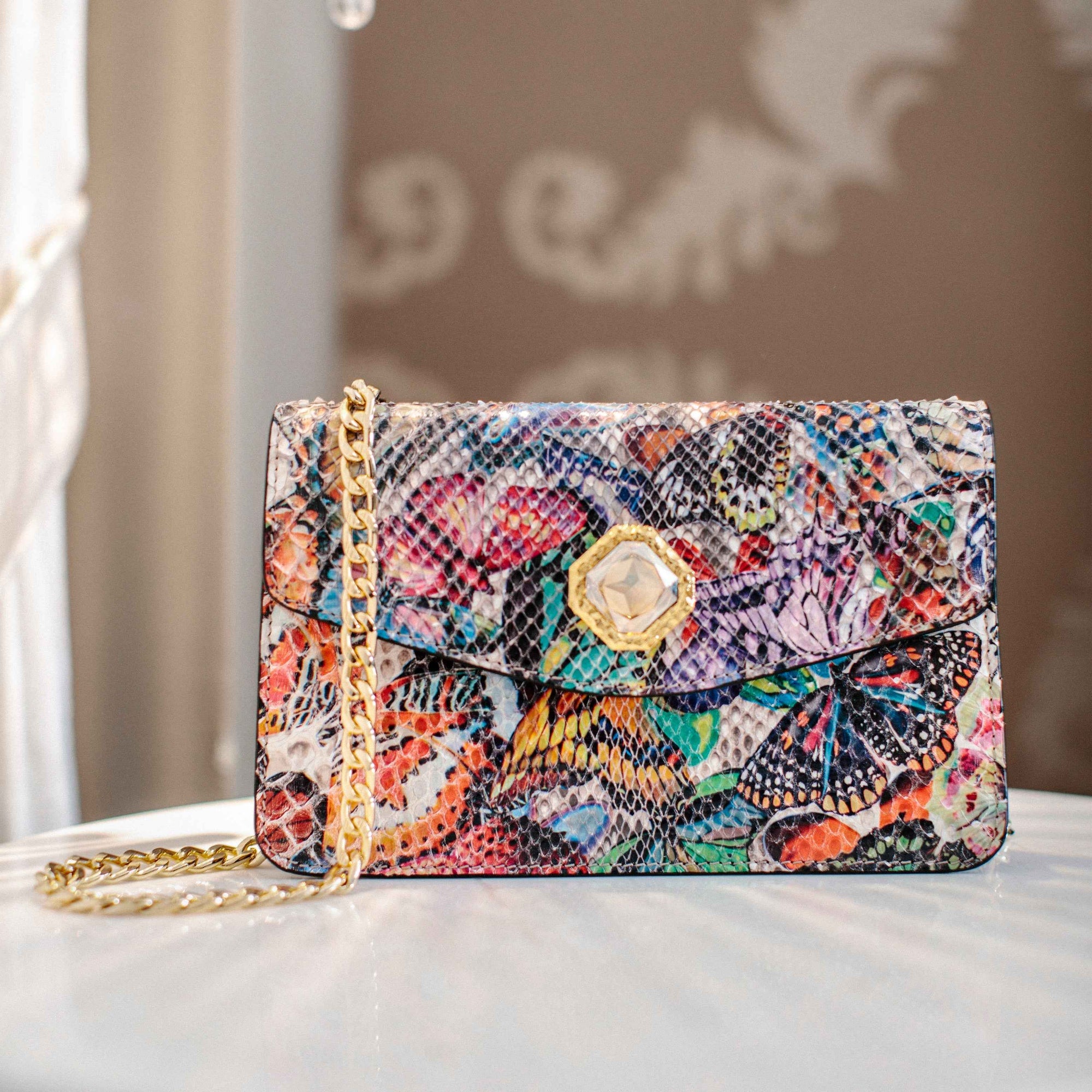 Allysa Payne Butterfly Clutch With Custom Swarovski Stone