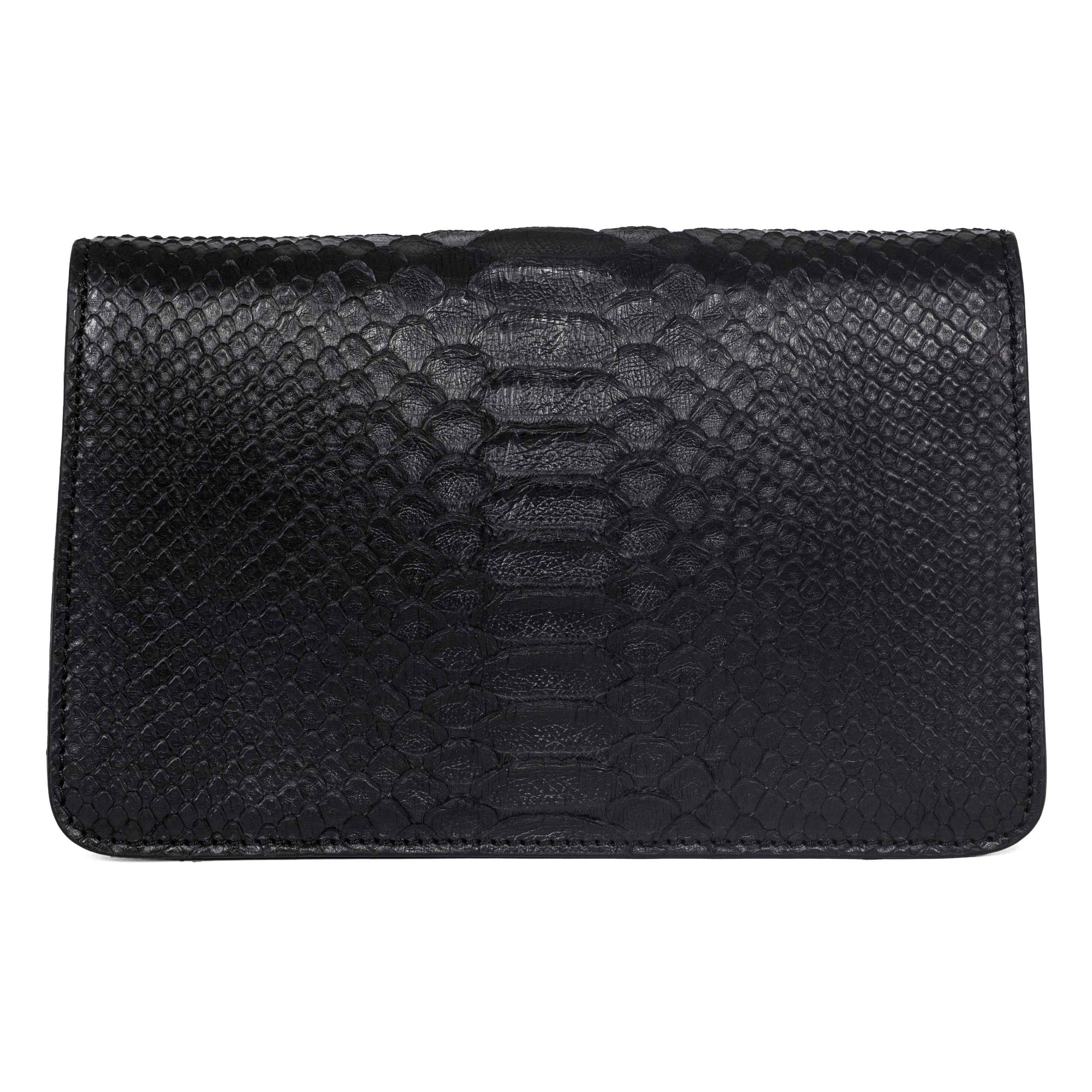 Allysa Payne Black Python Clutch with Custom Swarovski Stone