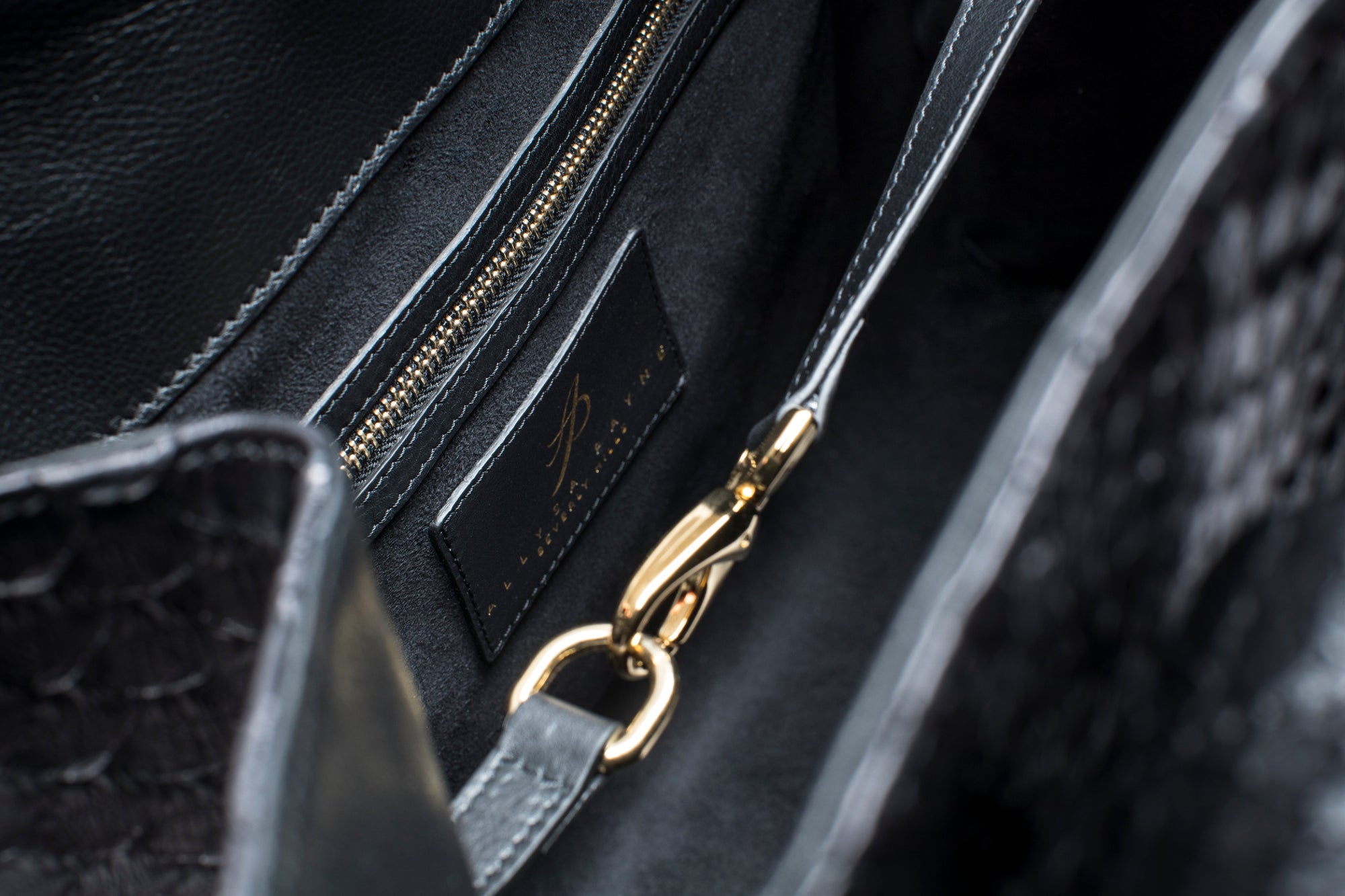 Allysa Payne Large Black Python Shopper Bag
