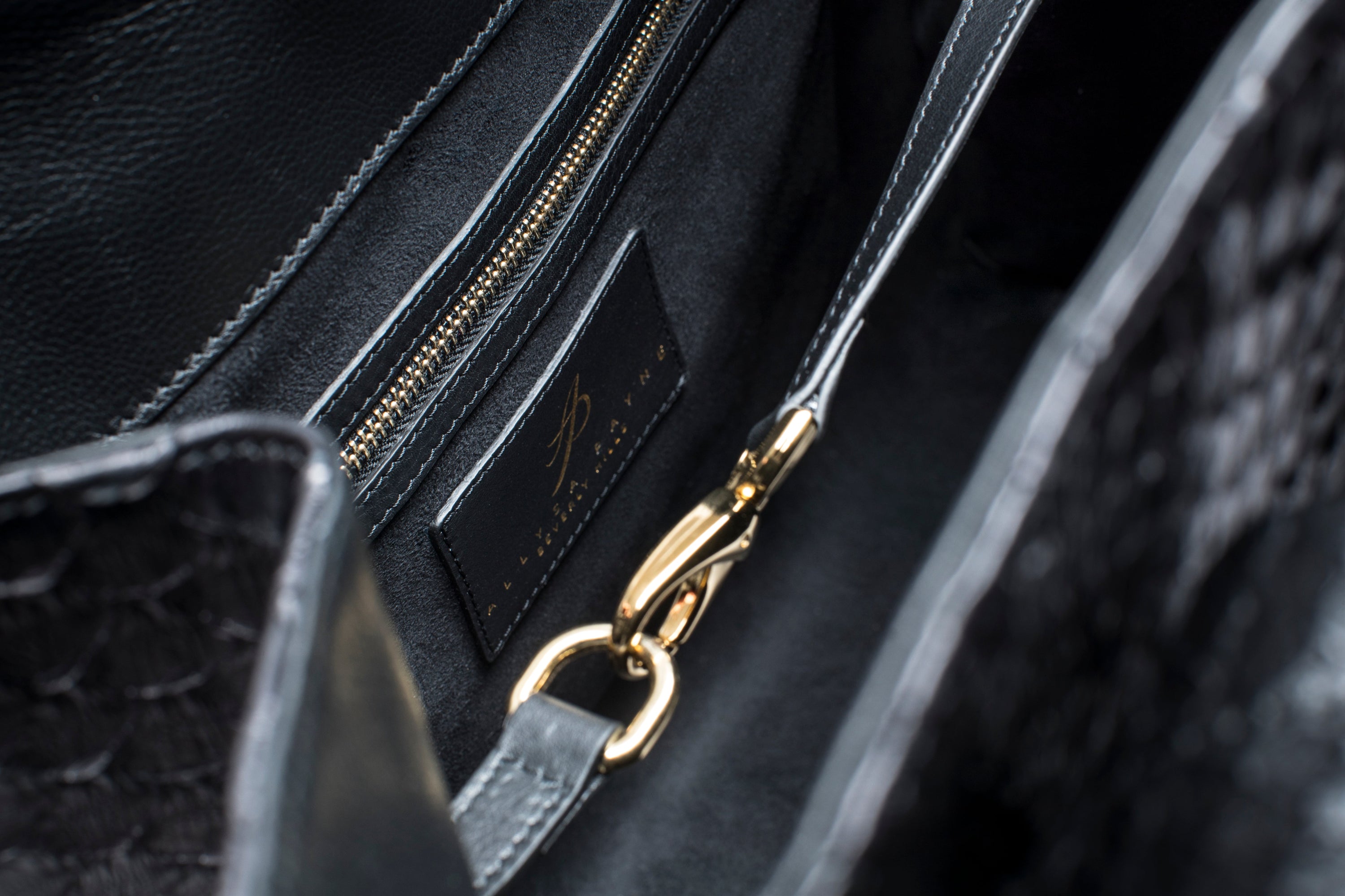 Allysa Payne Large Black Python Shopper Bag