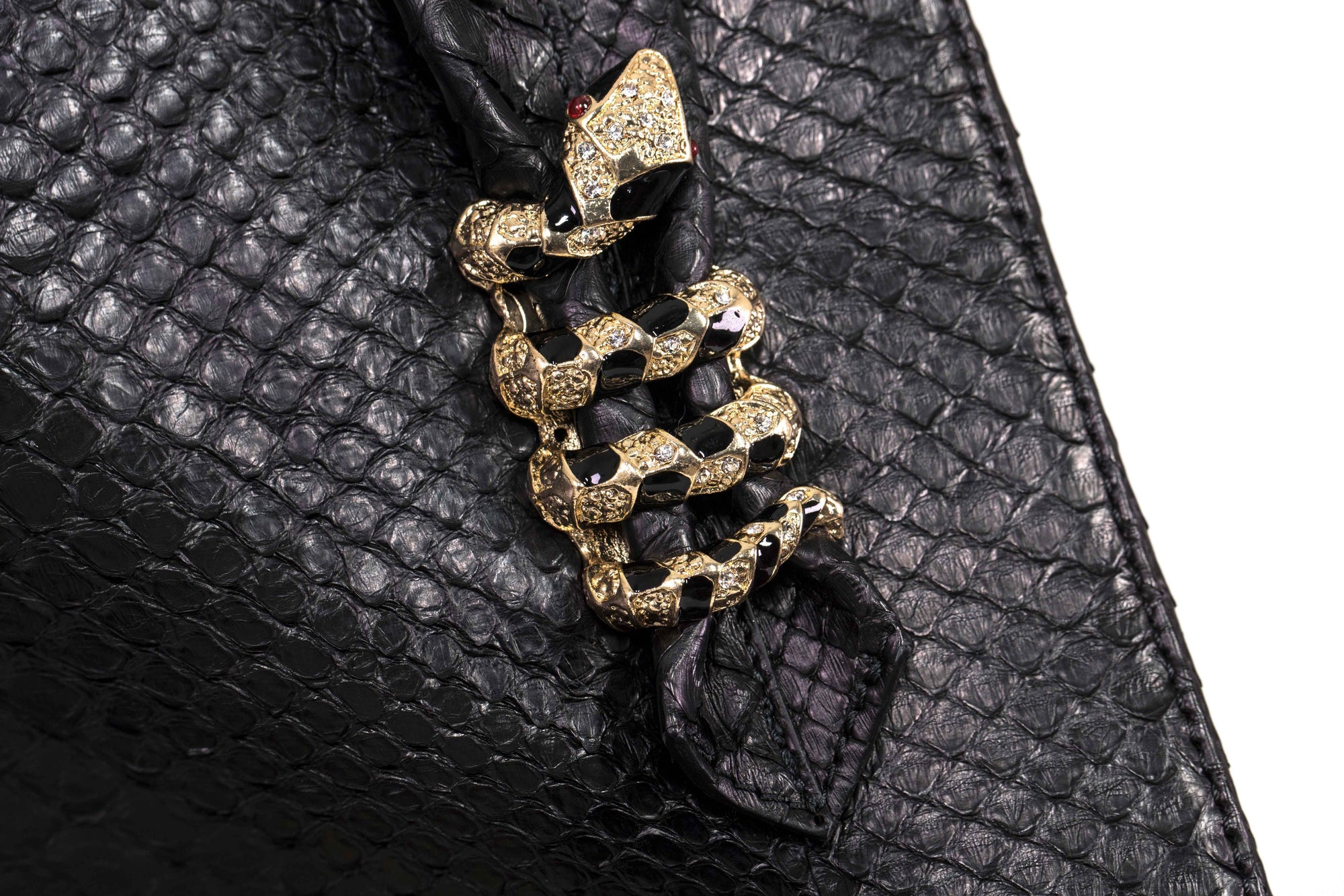 Allysa Payne Large Black Python Shopper Bag