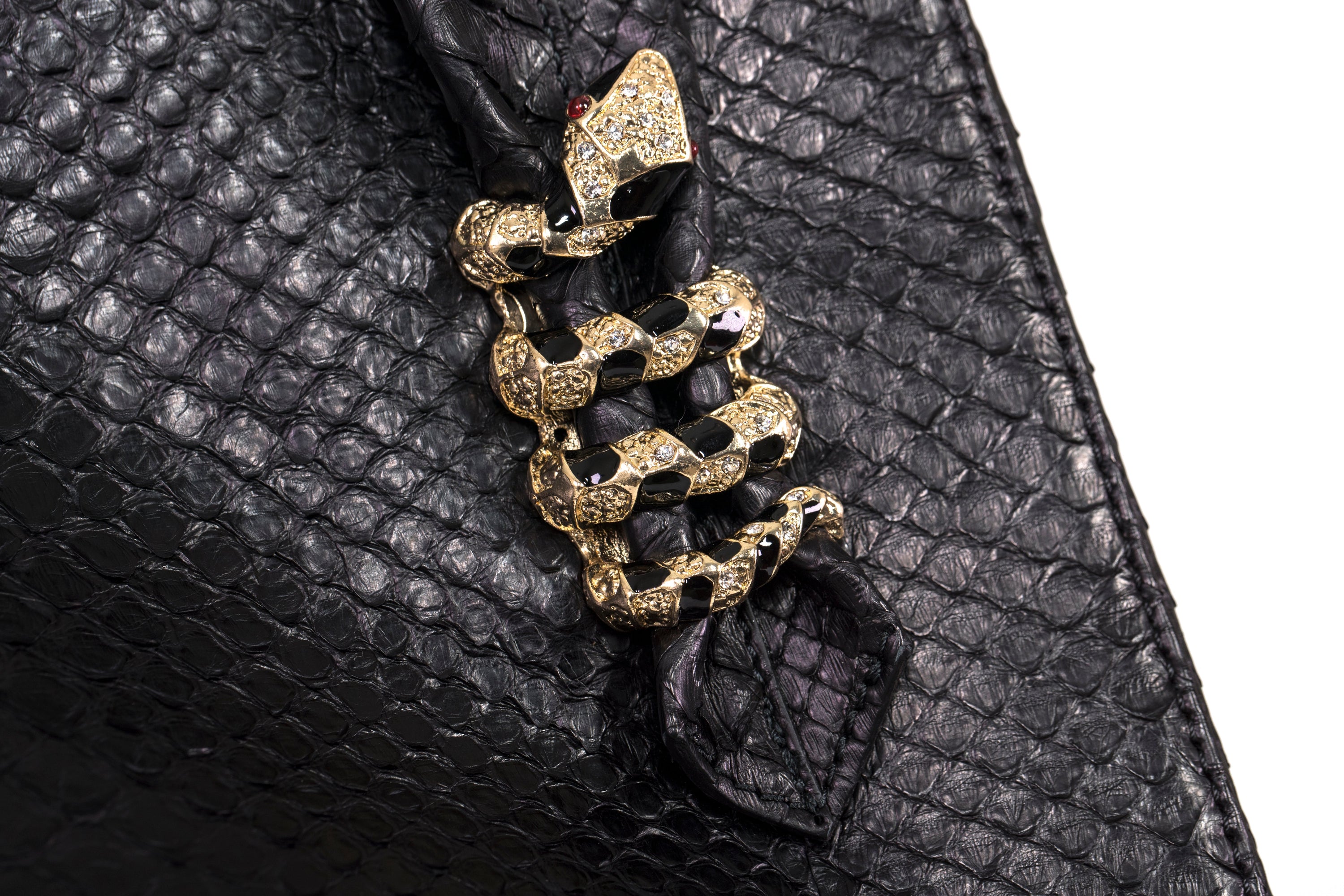 Allysa Payne Large Black Python Shopper Bag
