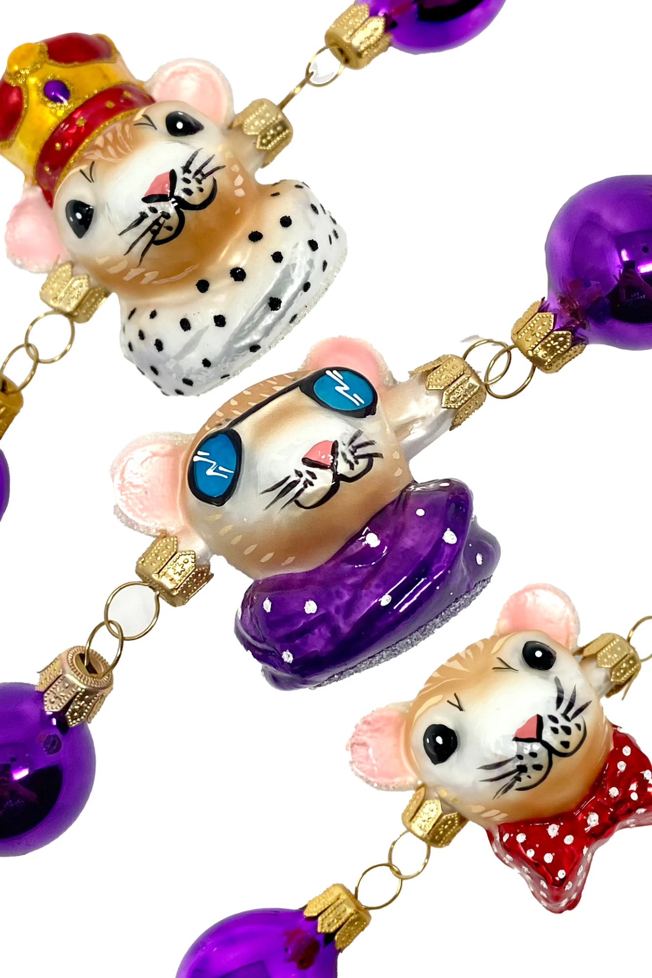 Christmas Mouse Glass Tree Garland