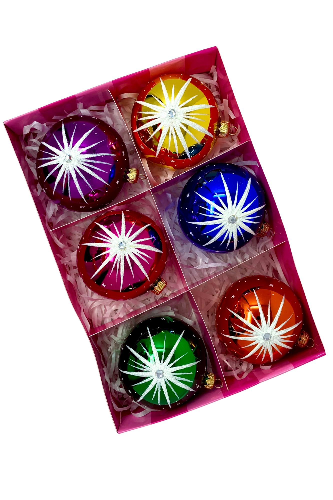 Starlet Glass Christmas Ornaments - Set of 6