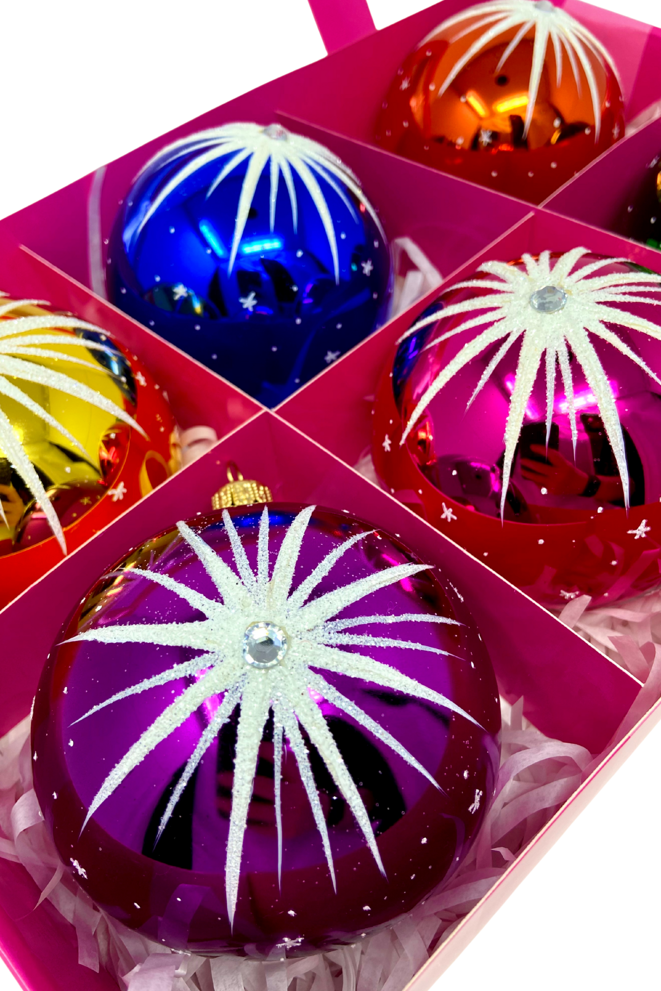 Starlet Glass Christmas Ornaments - Set of 6