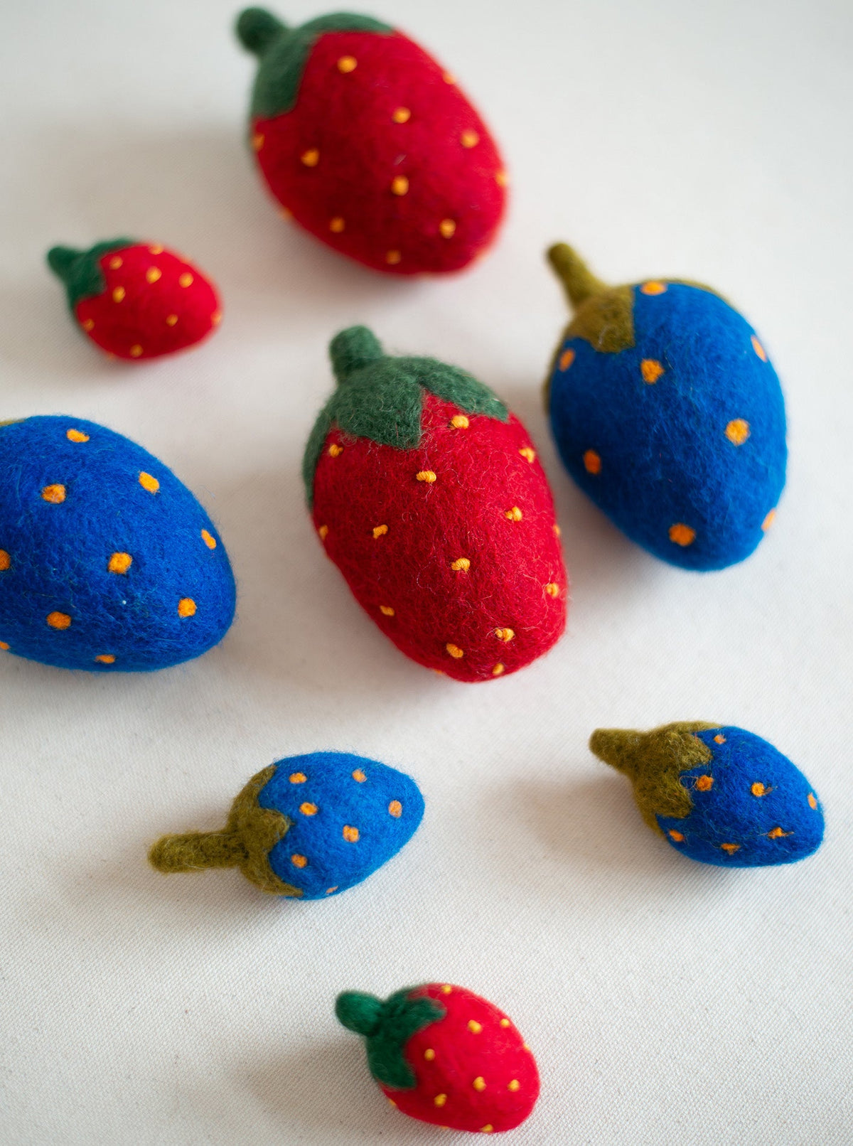 Blue Strawberry Wool Dog Toy