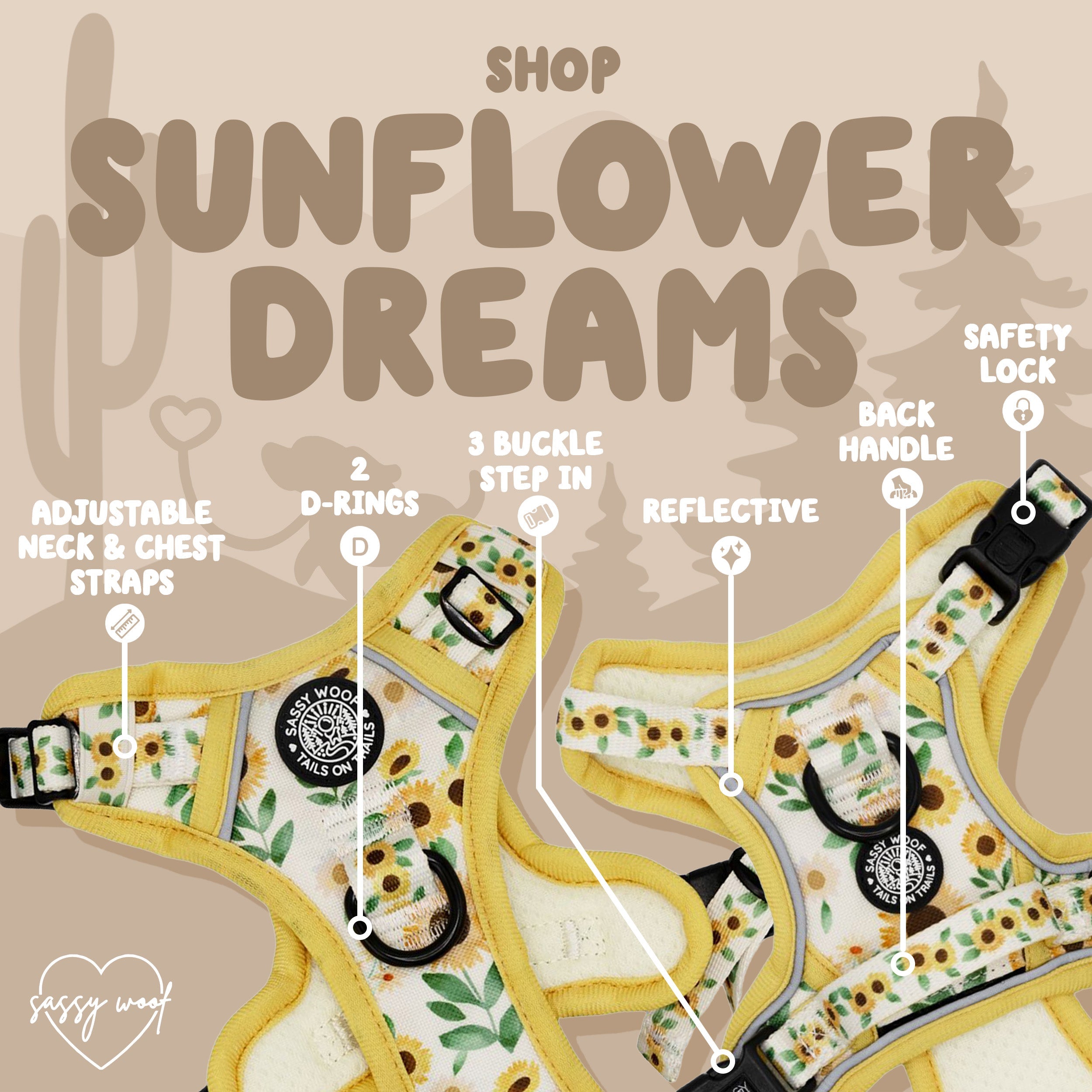 Dog Step-In Harness - Sunflower Dreams
