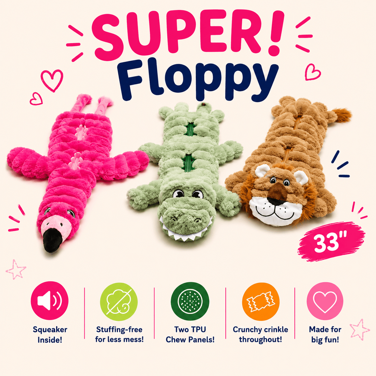 Dogline 33-Inch SUPER! Floppy Dog Toy