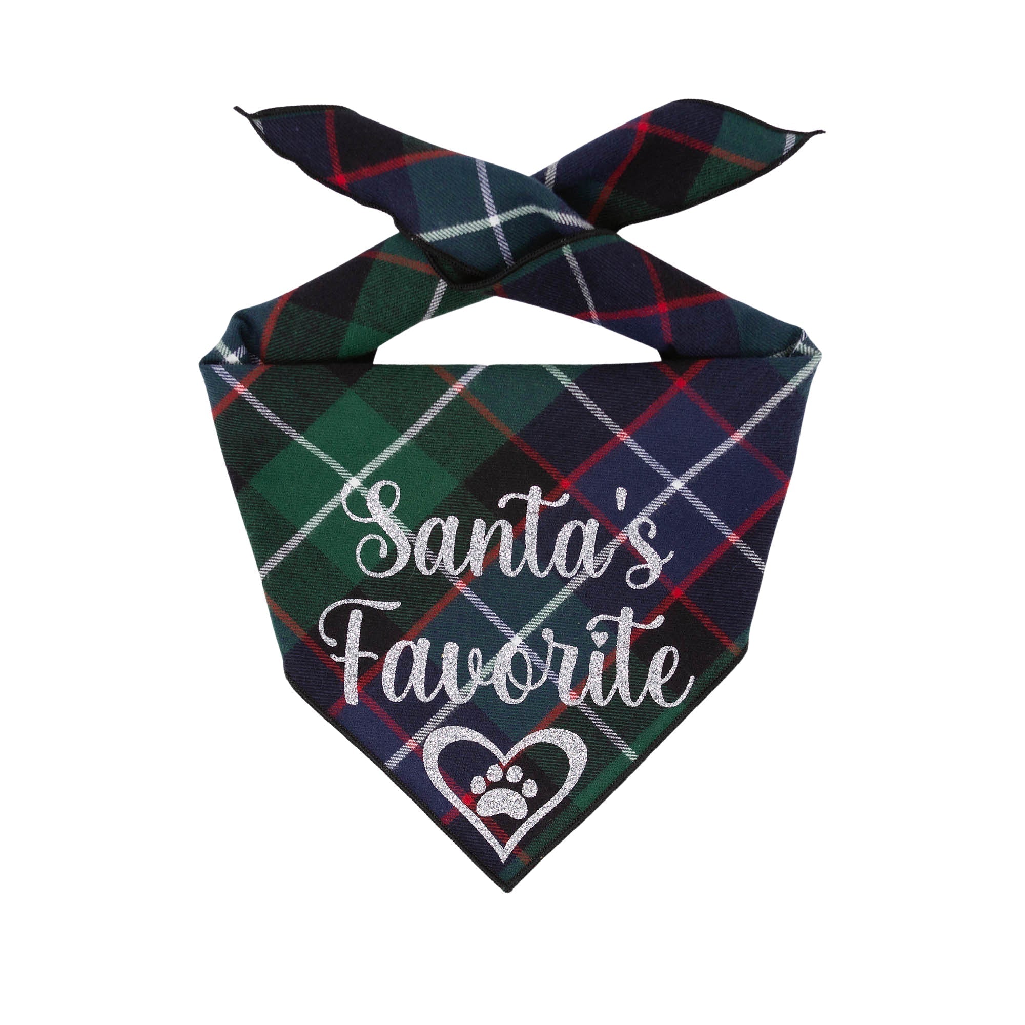 Santas Favorite Green Plaid Bandana