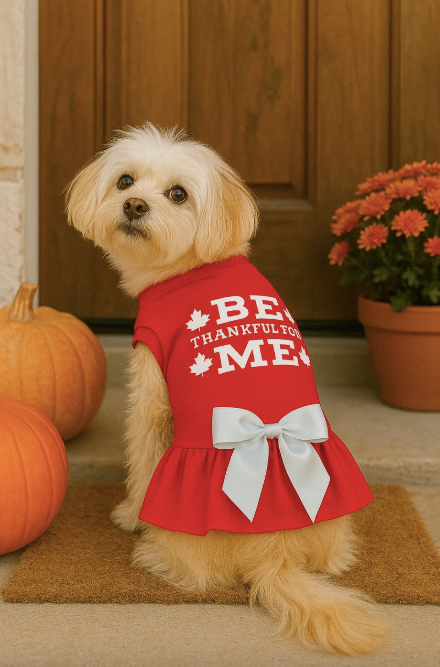 Be Thankful for Me Harvest Ruffle Dog Dress