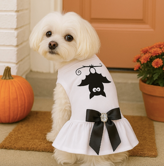 Upside-Down Bat Cameo Gala Dog Dress
