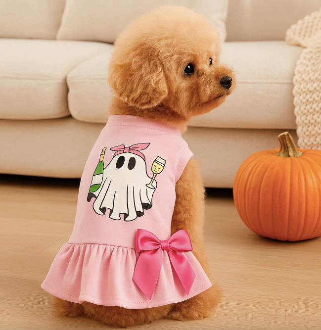 Bark 5th Ave., LLC Champagne Boo Bash Ruffle Dress pet supplies