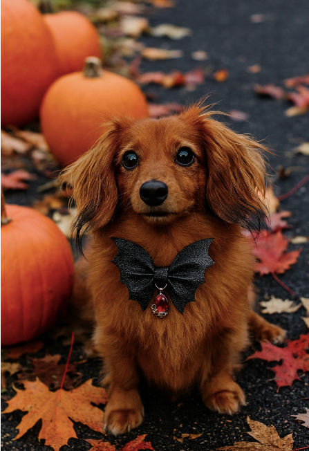 Batty & Fabulous Ribbon Boo-tie Dog Necklace