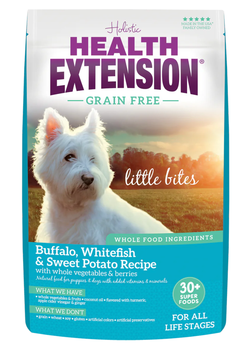 Health Extension All Life Stages Grain Free Little Bites Buffalo, Whitefish and Sweet Potato Dog Food