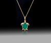 Green Onyx Turtle Necklace- 925 Sterling Silver