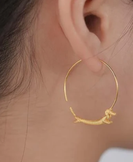 Dachshund Earrings- 925 Sterling Silver 18k Gold Plated