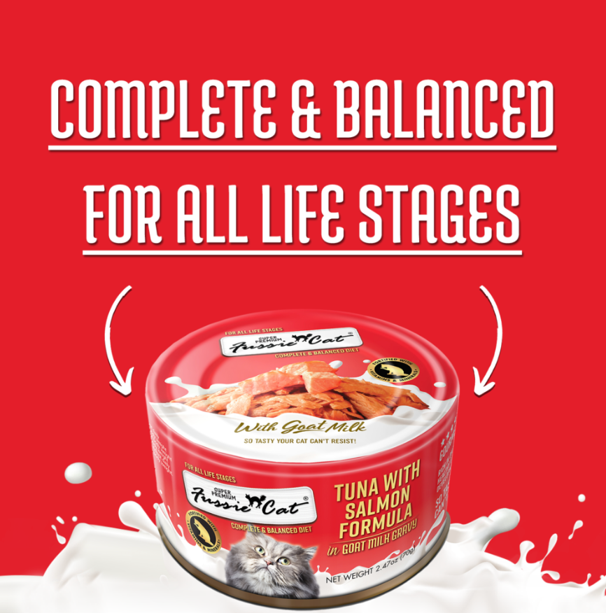 Fussie Cat Tuna with Salmon Formula in Goat Milk Gravy (2.47oz)
