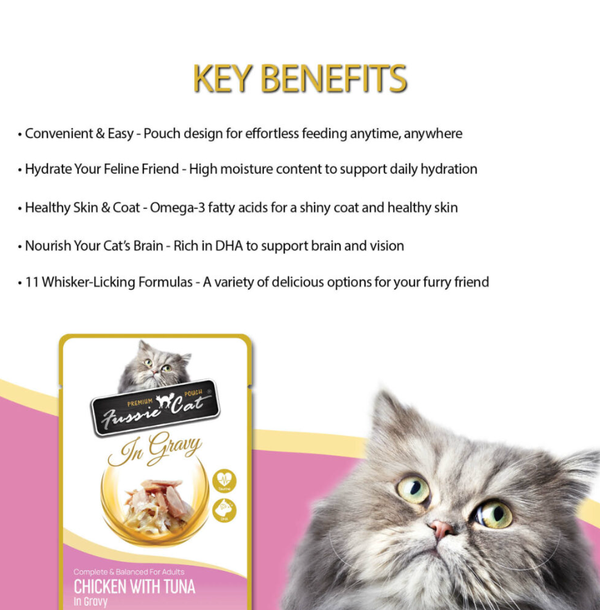 Fussie Cat Pouch - Chicken with Tuna in Gravy (2.47oz)