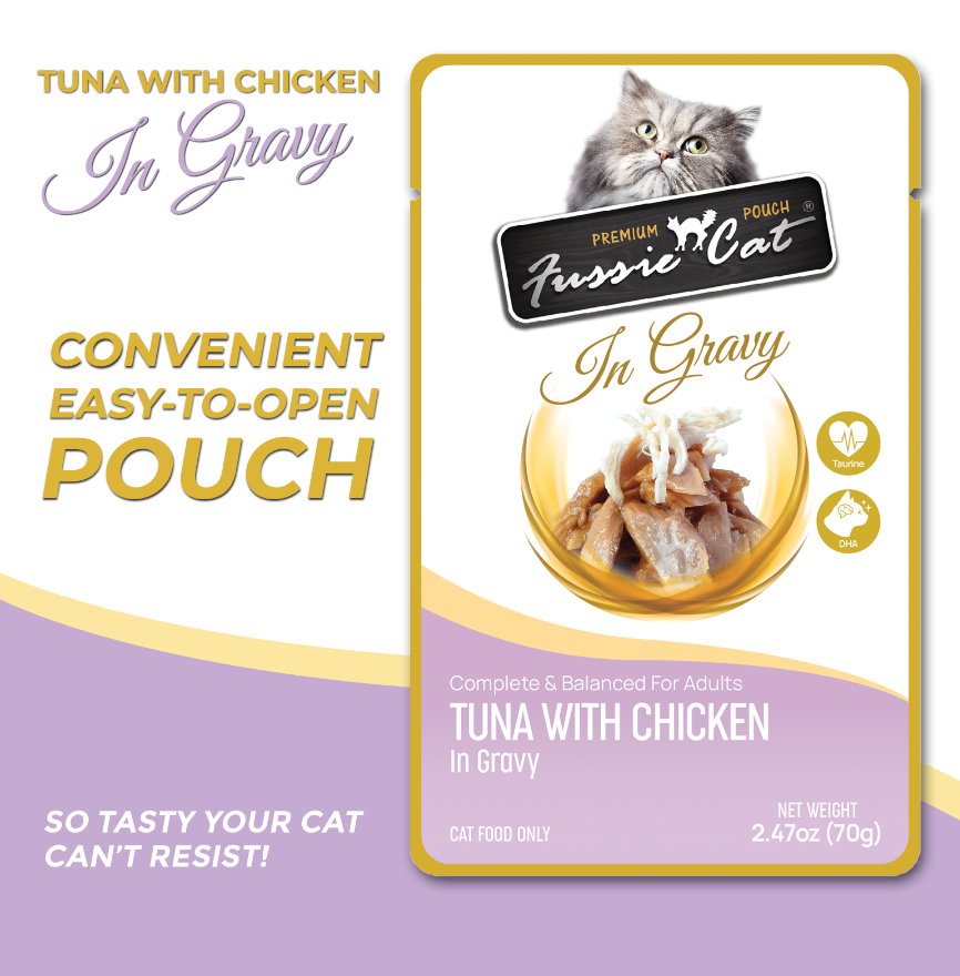 Fussie Cat Pouch - Tuna with Chicken in Gravy (2.47oz)