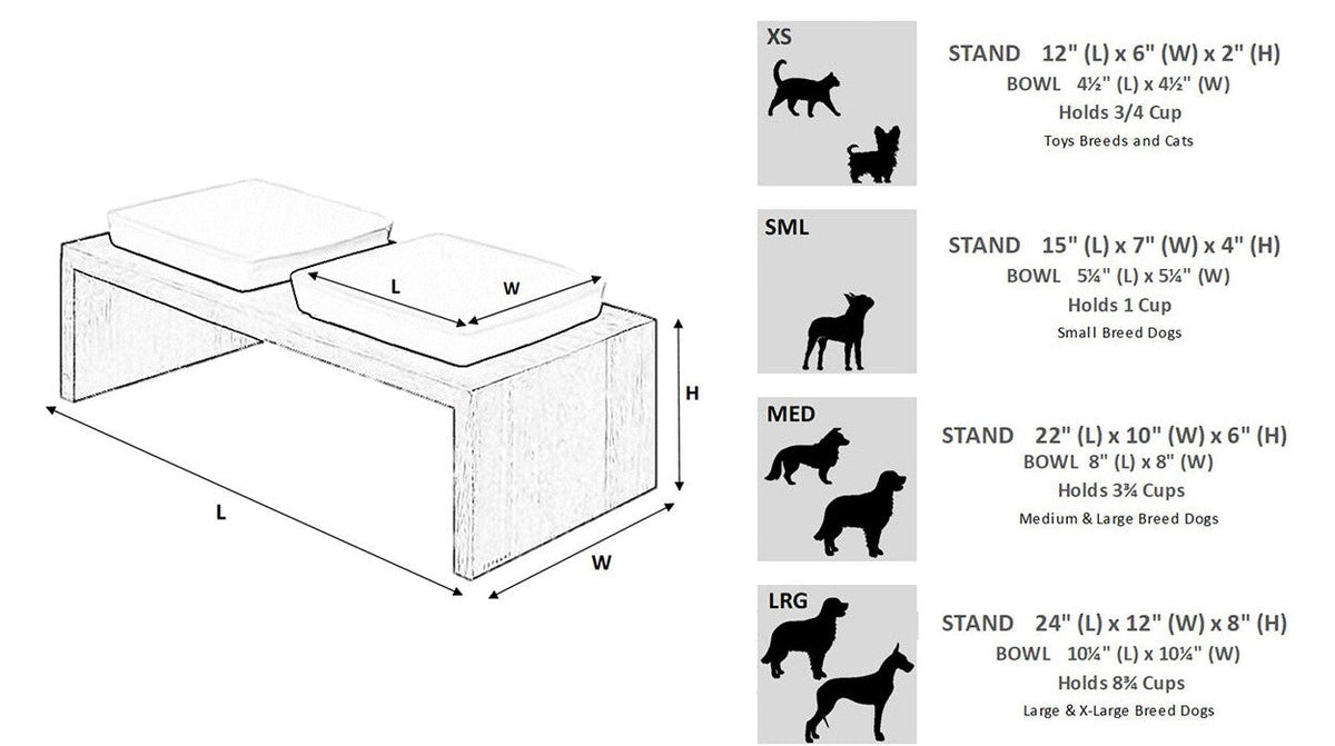 Bowsers Moderno Double Wood Dog Bowl Feeder - Elevated Designer Pet Dining