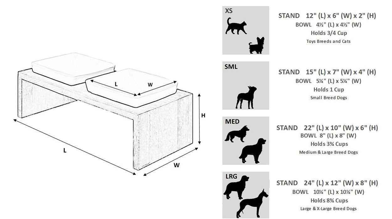Bowsers Fresco Single Wood Dog Bowl Feeder - Elevated Designer Pet Dining