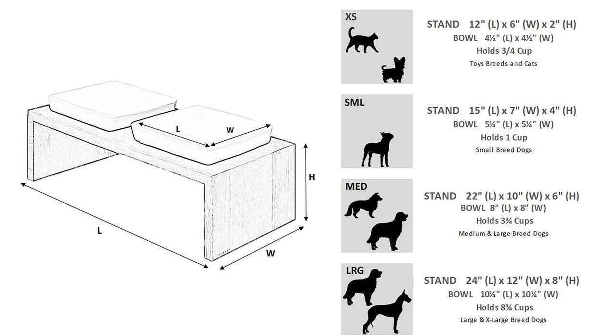 Bowsers Fresco Double Wood Dog Bowl Feeder - Elevated Designer Pet Dining