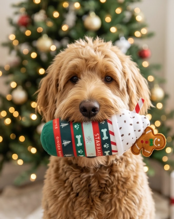 Haute Diggity Dog Ginger Bark Latte & Howliday Cheer Mug Christmas Plush Dog Toy