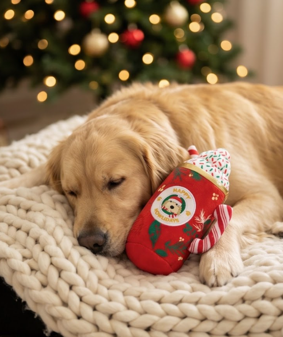 Haute Diggity Dog Ginger Bark Latte & Howliday Cheer Mug Christmas Plush Dog Toy
