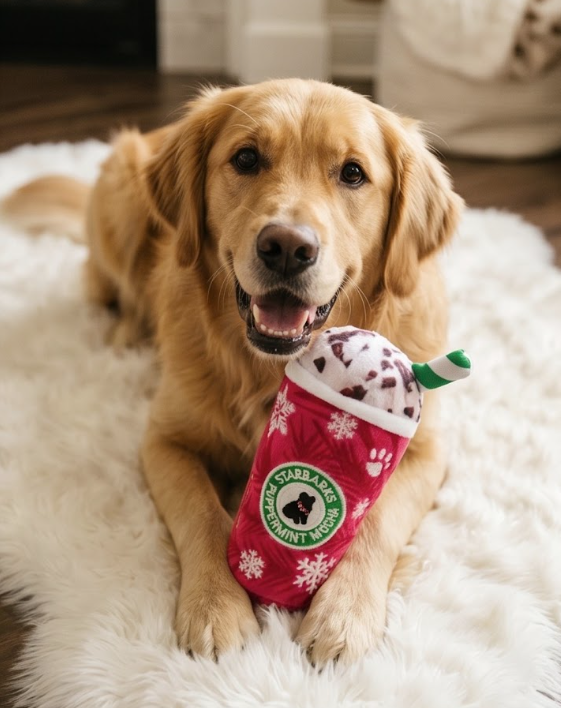 Haute Diggity Dog Merry Christmas Bone & Starbarks Puppermint Mocha Original Cup Christmas Plush Dog Toy