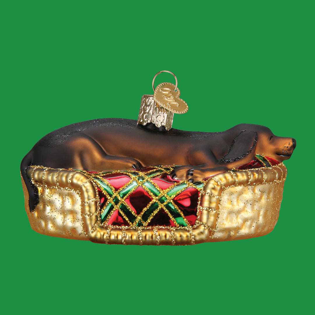 Old World Christmas: Sleepy Dachshund Christmas Ornament
