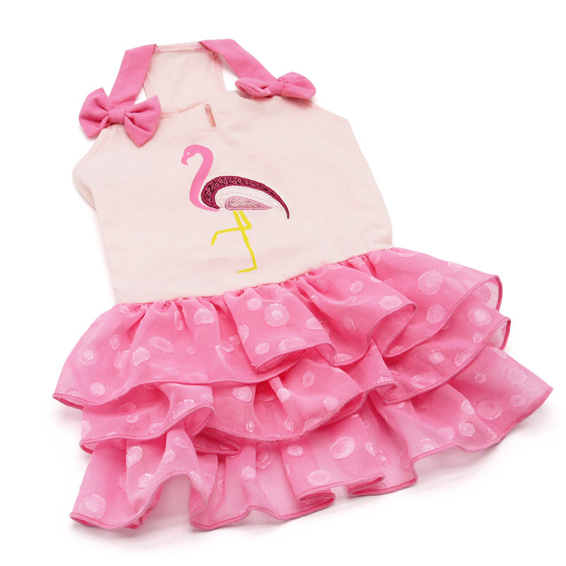 DOGO Sequin Flamingo Dog Dress