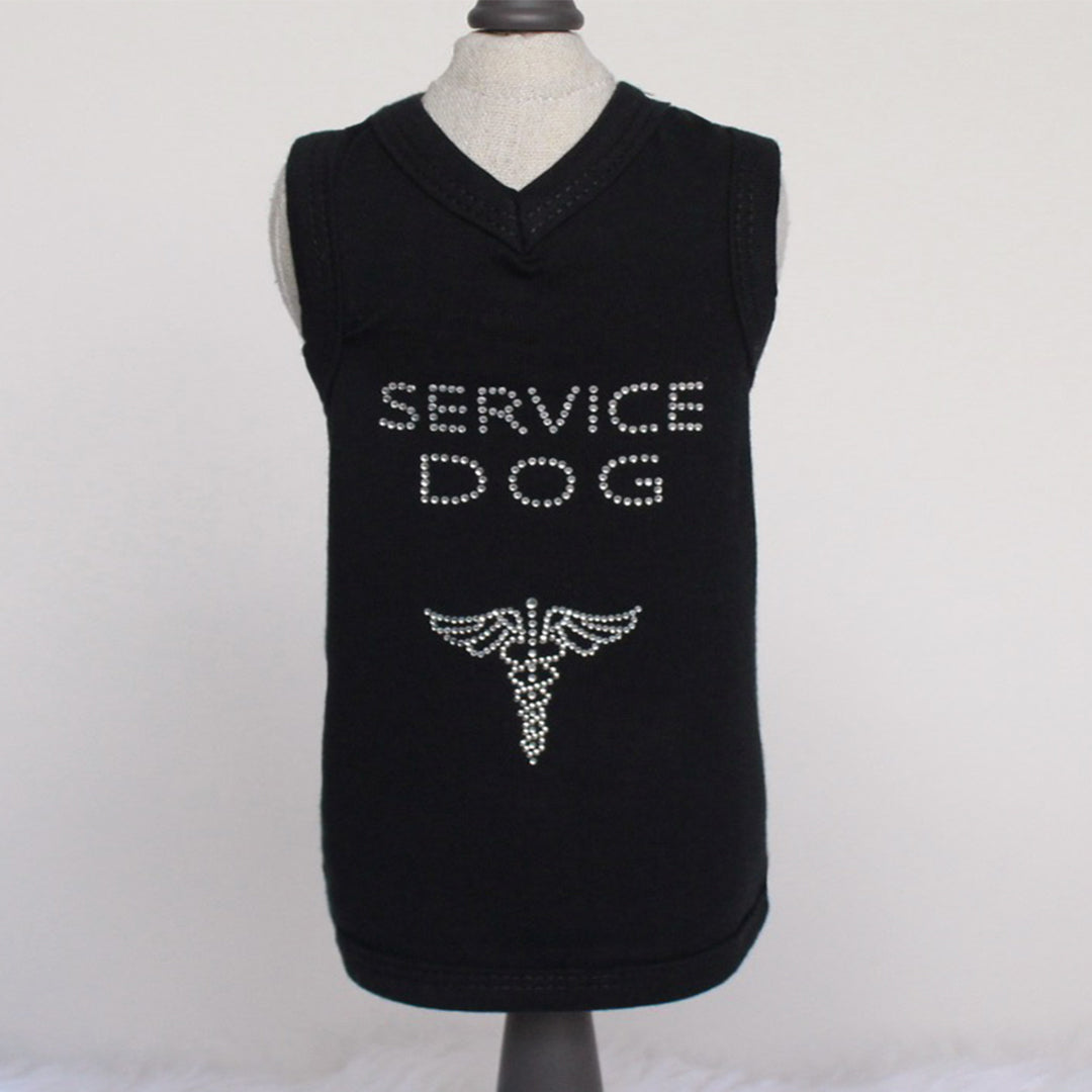 Hello Doggie Service Dog Crystal Sleeveless Dog Shirt