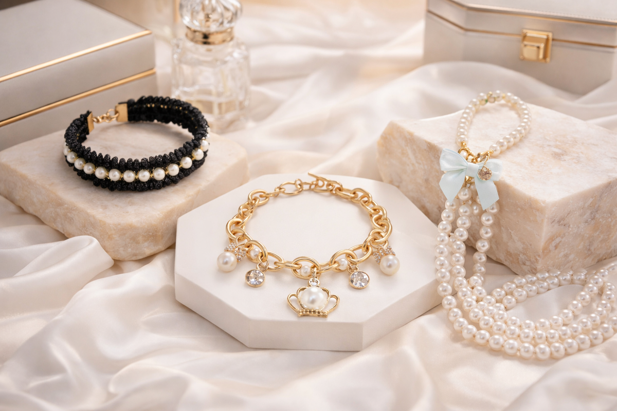 The Everyday Pearls Dog Accessory Set