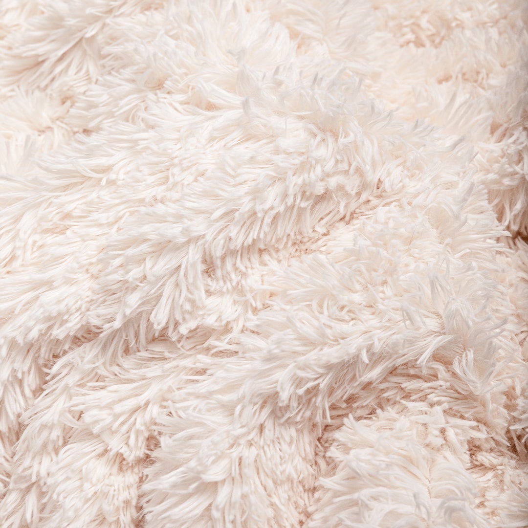 Hello Doggie Shag Throw Cream Dog Blanket