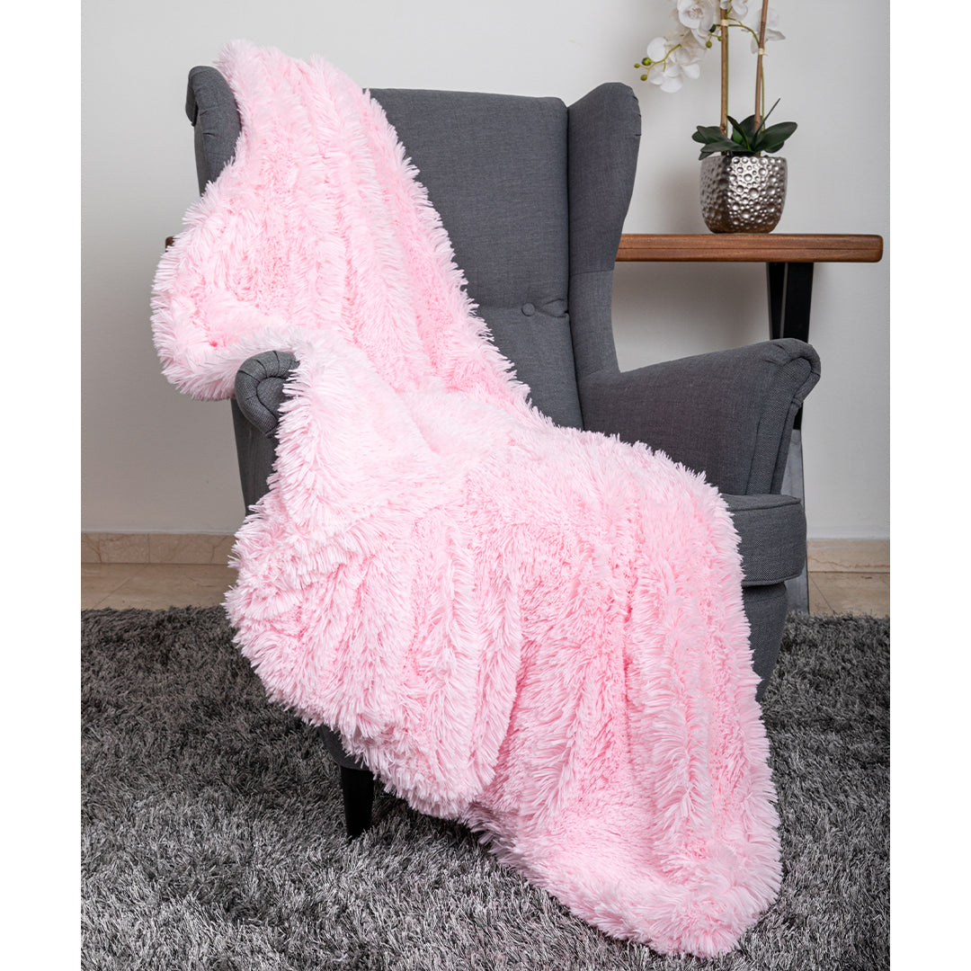 Hello Doggie Shag Throw Fuchsia Dog Blanket