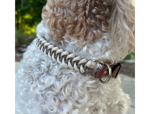 Fishtail Hand Braided Dog Collar in Tan & Cream