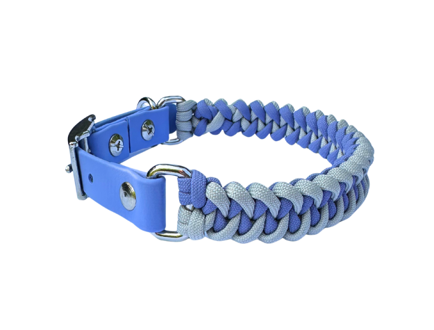 Fishtail Hand Braided Dog Collar in Lavender & Smoke