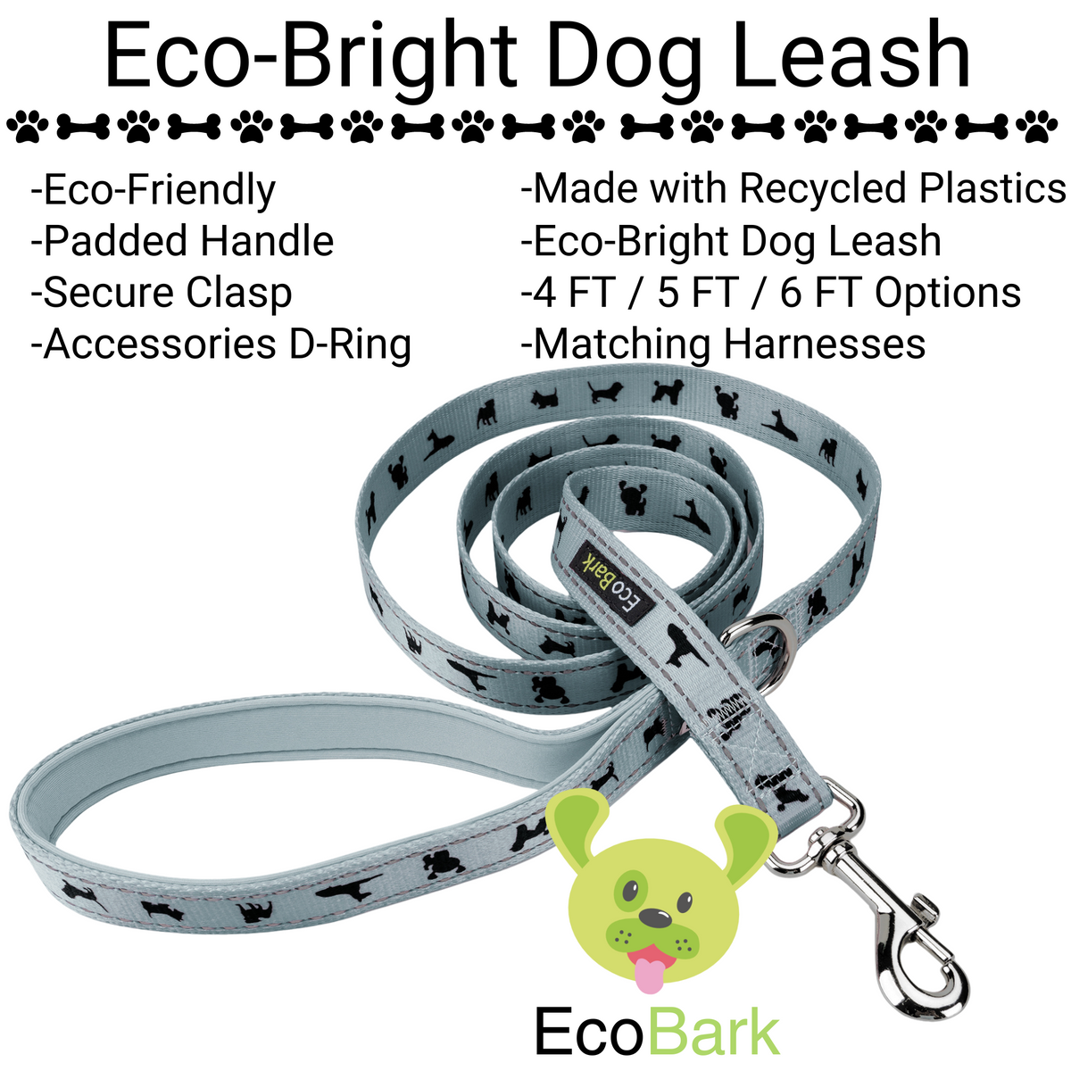 EcoBark – Gray Comfort Grip Padded Dog Leash