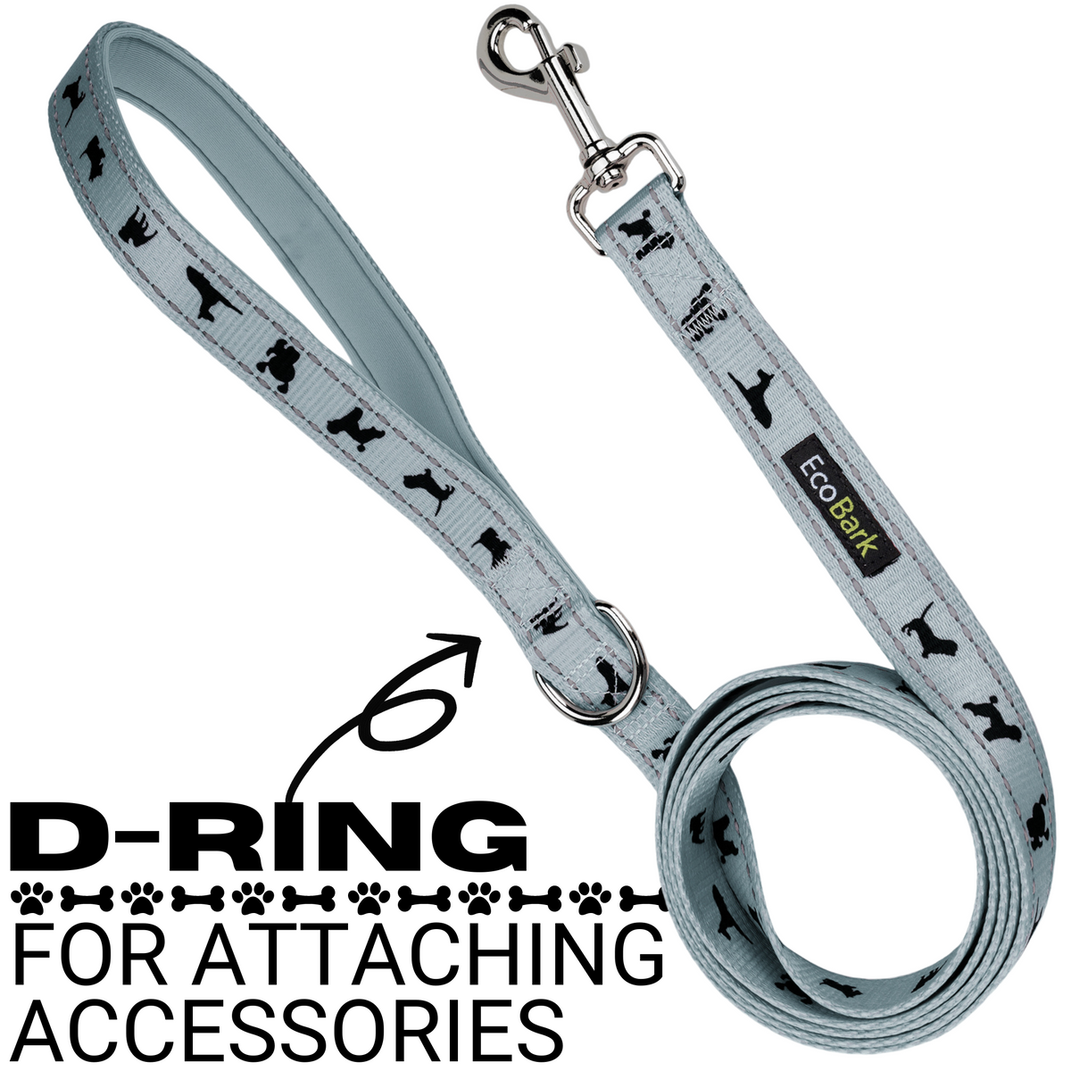 EcoBark – Gray Comfort Grip Padded Dog Leash