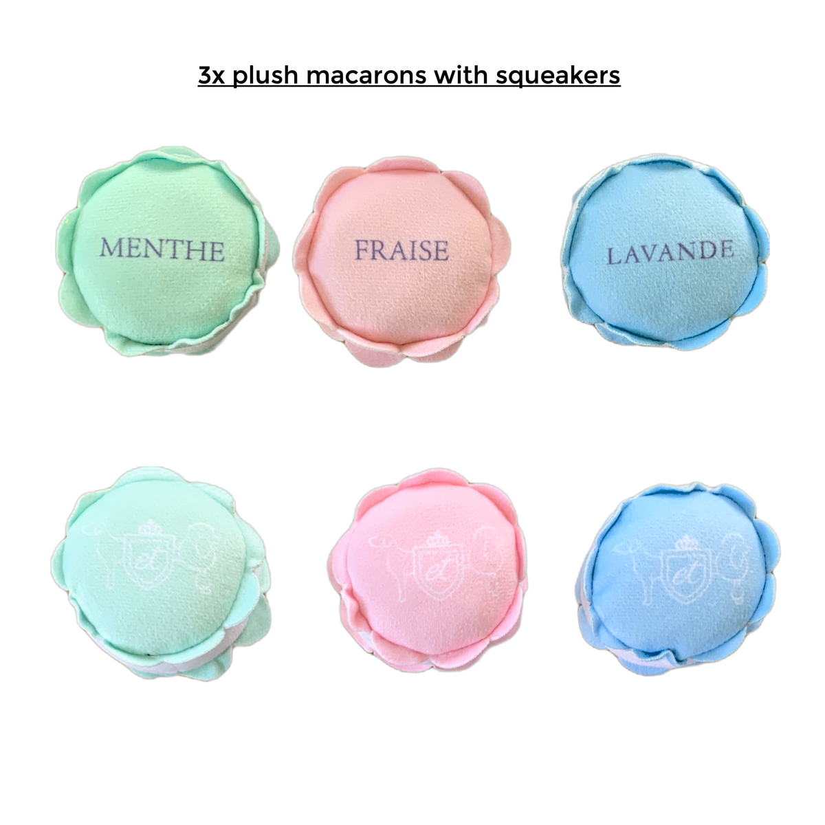 Bonne et Filou – Plush Macaron Squeaky Dog Toy Set